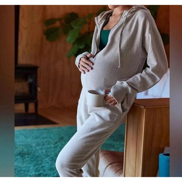 NWT Free People Movement x HATCH Maternity Warm Up Jumpsuit Medium Romper Grey - Picture 4 of 16